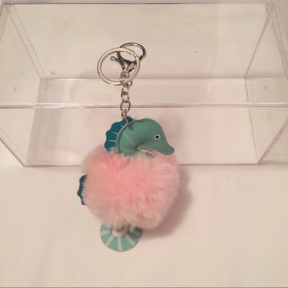 🏖Sea Horse Teal & Pink Pom Pom Key Chain🏖 - Picture 2 of 8